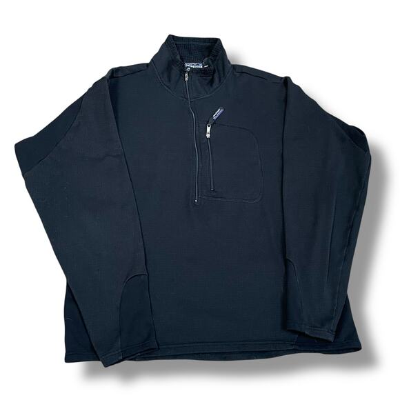 Patagonia Mens Large 1/2 Zip R1 Regulator Pullover Waffle Polartec Sweater Black - Picture 8 of 13